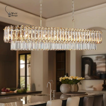 Lustre de salle à manger Geneviève en cristal doré