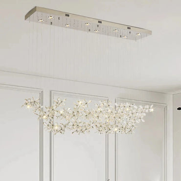 Suspension LED moderne de luxe en cristal avec fleur pour la maison et le restaurant