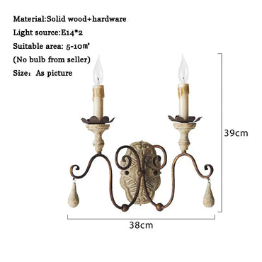 Sophie Lampe Murale Rustique en Bois Sculpté E14 Applique Murale Vintage