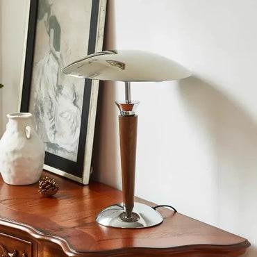 Lampe de bureau Noémie en bois et chrome