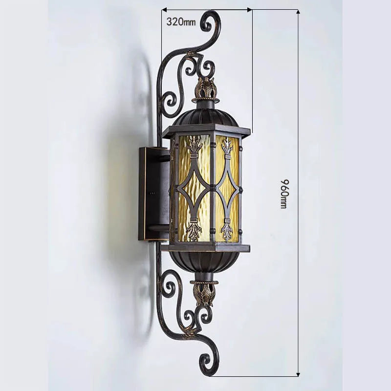 Applique Murale Extérieure LED Camille Or Rétro Étanche en Aluminium E27