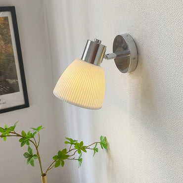 Applique murale LED Élodie en céramique blanche et fer avec interrupteur, style nordique