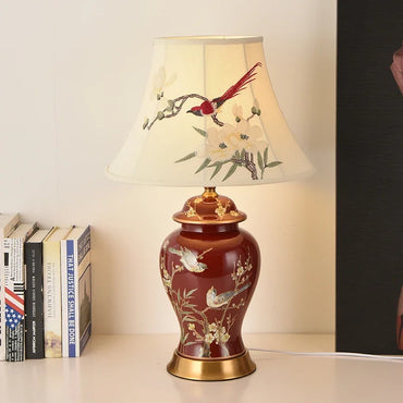 Lampadaire LED en céramique, brodé à la main, motif pie, pour décoration intérieure
