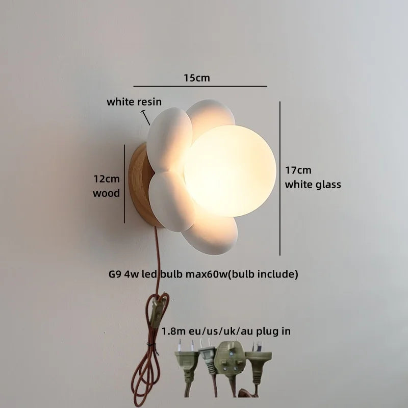 Camélia Flower Glass Wall Lamp Nordic Kids Room