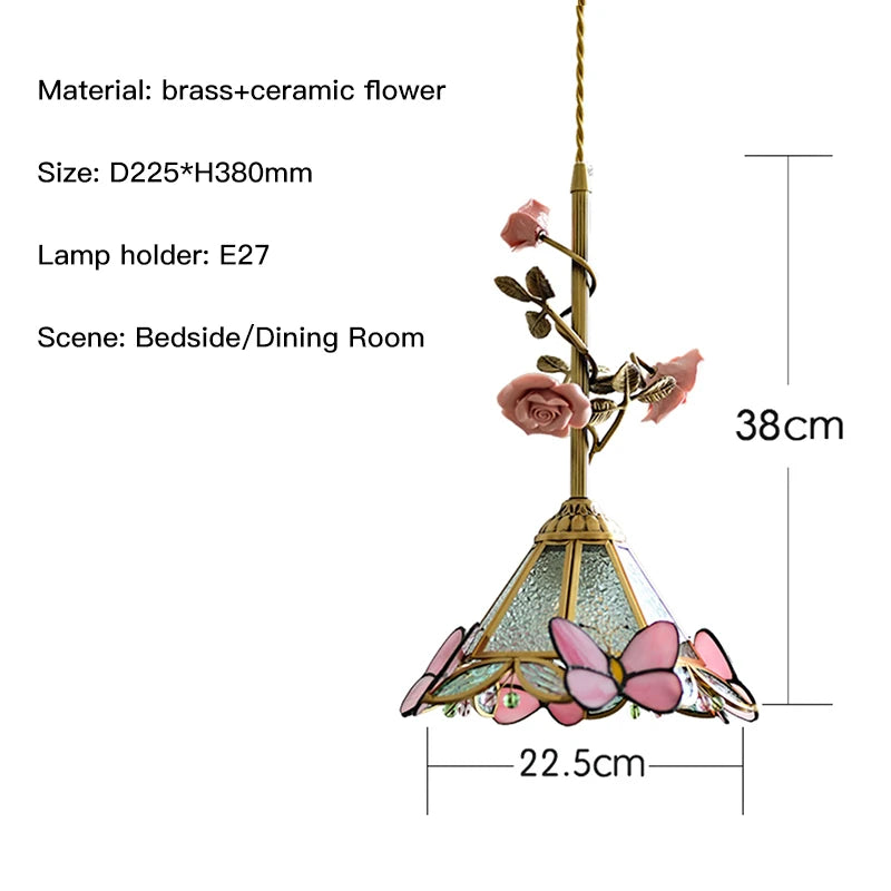 Élise Suspension Plafonnier Vintage Rose Français Cuivre
