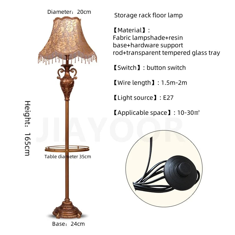 Lampadaire LED Camille en résine de luxe européenne au design rétro