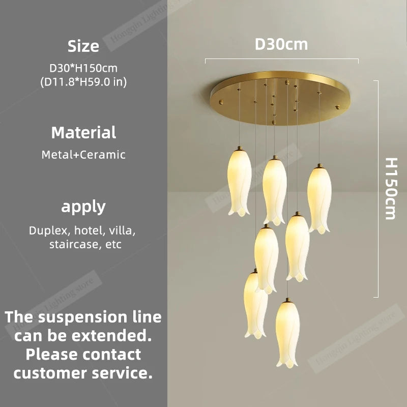 Amélie Suspension Minimaliste Céramique pour Escalier