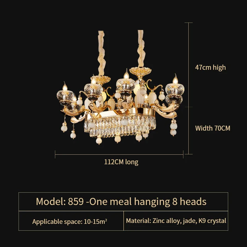 Natural Crystal Copper Pendant Chandelier for Duplex Villa Interiors