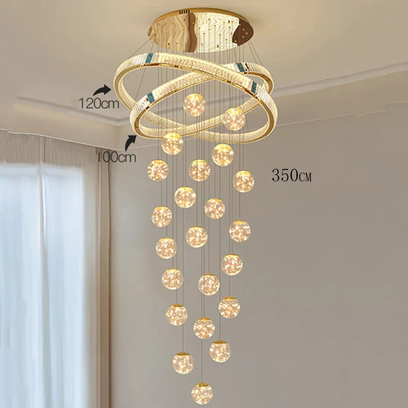 Lustre Suspendu LED Escalier de Cristal Élodie