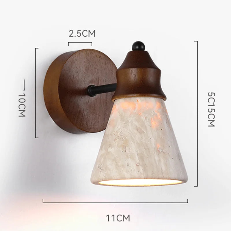 Applique murale en pierre de travertin Élodie, luminaire scandinave pour chambre à coucher