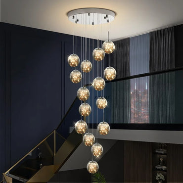 Lustre suspendu Adèle Starry Sky pour escalier à LED