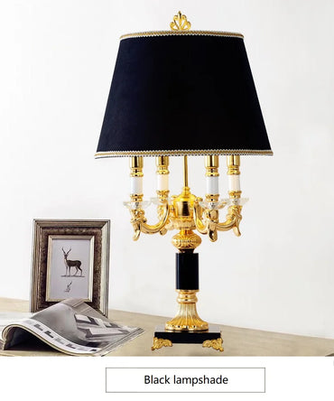 Lampe de Table Élysée Luxe Noir et Or avec Cristaux