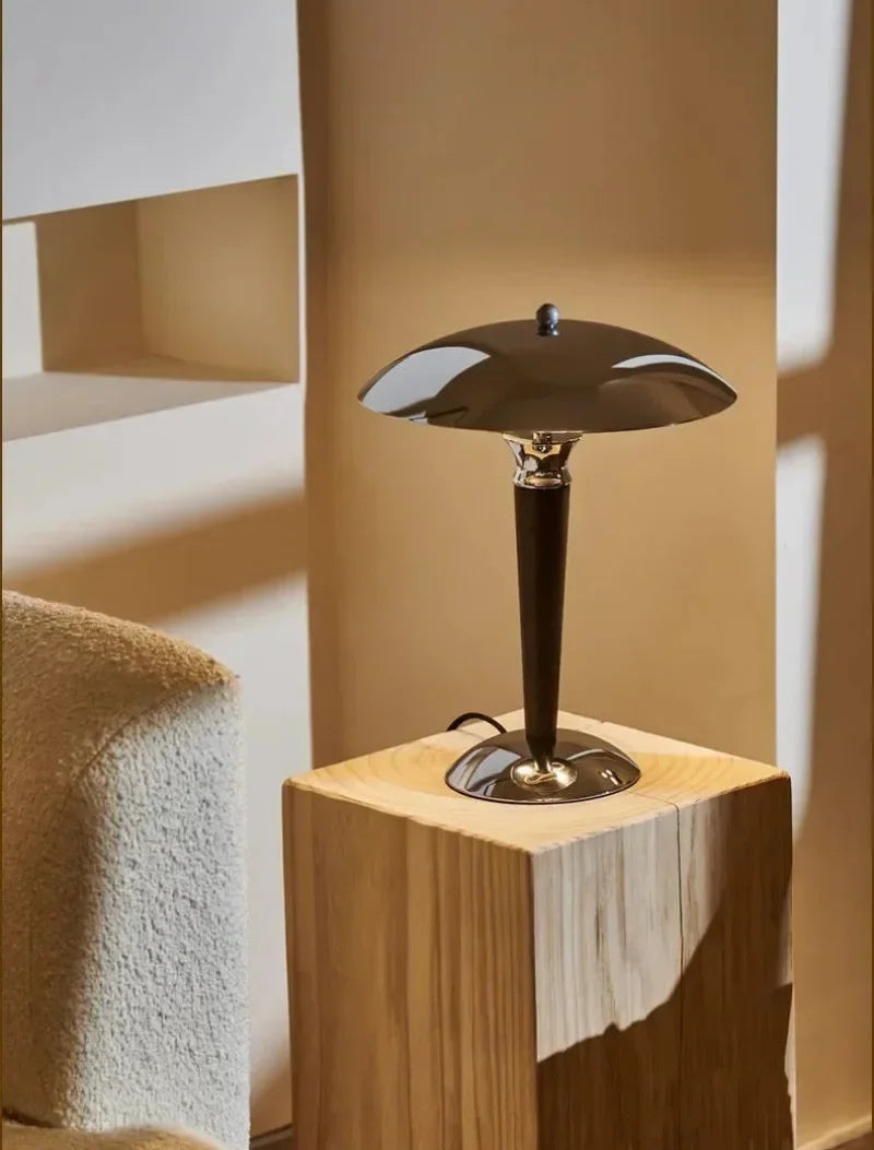 Lampe de bureau Noémie en bois et chrome