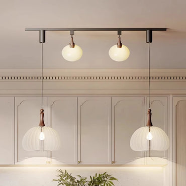 Lustre suspendu à plusieurs lampes en verre dépoli moderne Émile