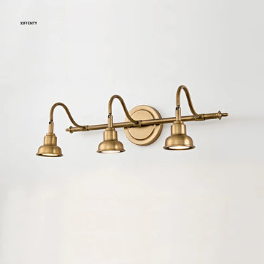 Applique Murale LED Triple Tête en Cuivre Camille pour Miroir de Salle de Bain
