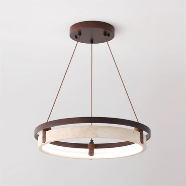 Laurent Ring Chandelier, Travertine Stone with Integrated LED