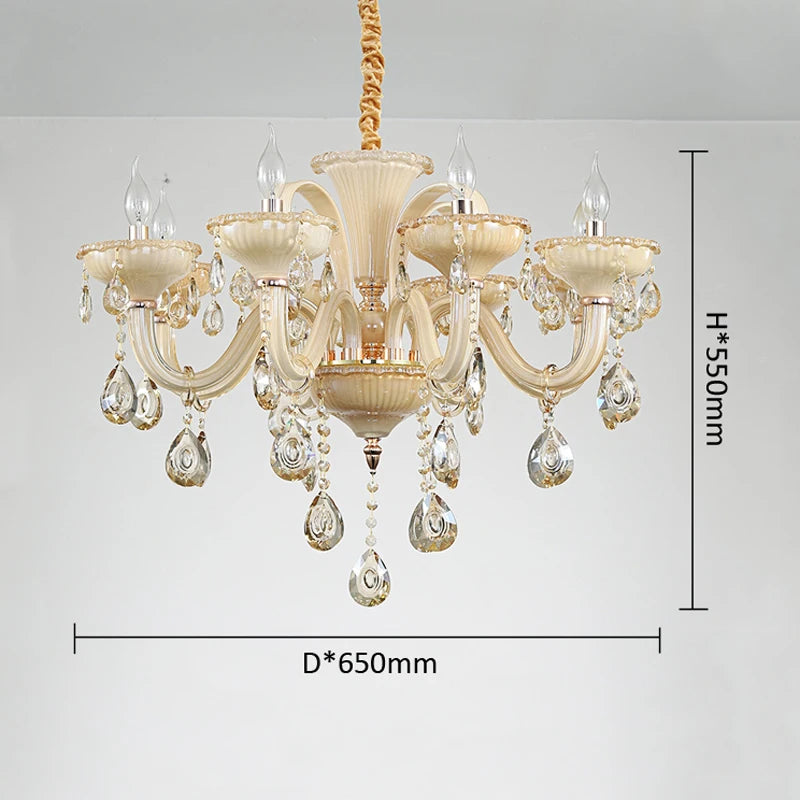 Lustre de luxe français pour la décoration intérieure, couleur champagne et blanc, pour villa européenne, hall d'hôtel, restaurant, lumières suspendues en cristal E14.