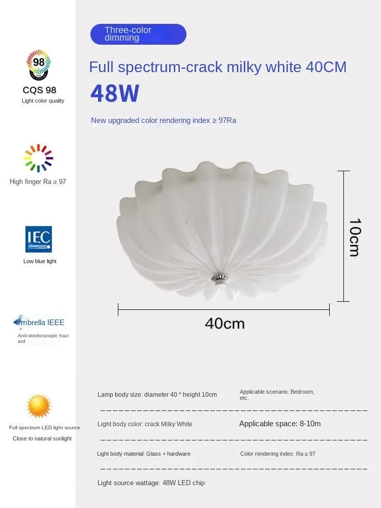 Éloise Medieval Cream Glass Pumpkin Ceiling Light
