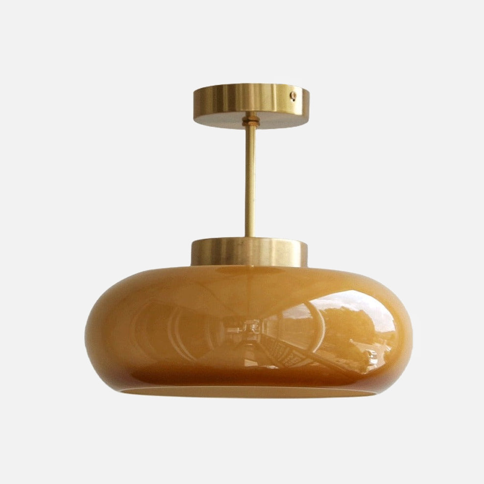 Camille Soleil Retro Brass & Glass Ceiling Lamp