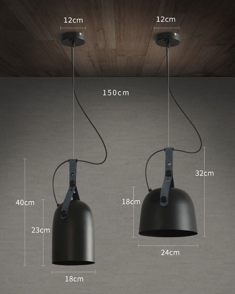 Suspension LED Émilie Sonoma en métal et cuir