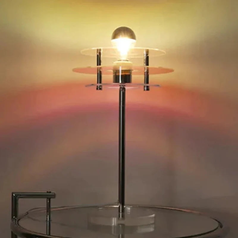 Lampe de table LED en acrylique Sophie Retro Color Layers, lumière d'appoint bleue