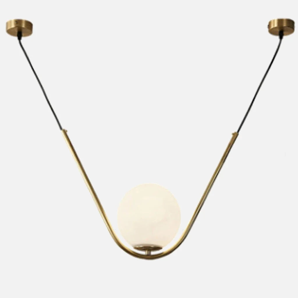 Suspension Orbe en Laiton et Verre Givré Élodie, Luminaire de Plafond Luxueux