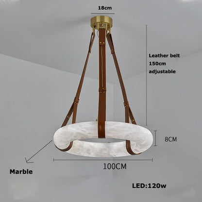 Pendentif de ceinture en albâtre et cuir Brigitte