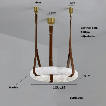 Pendentif de ceinture en albâtre et cuir Brigitte