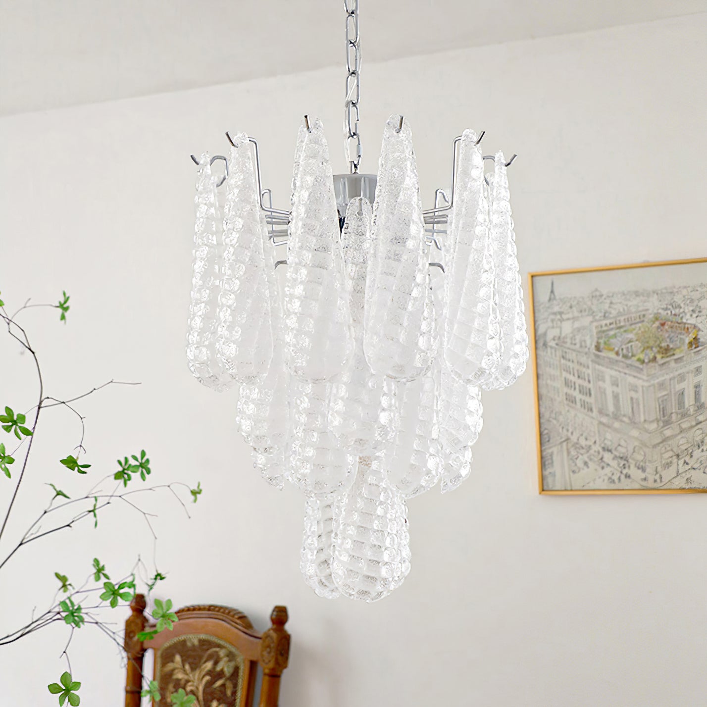 Lustre Thérèse voilé givré chutes de neige