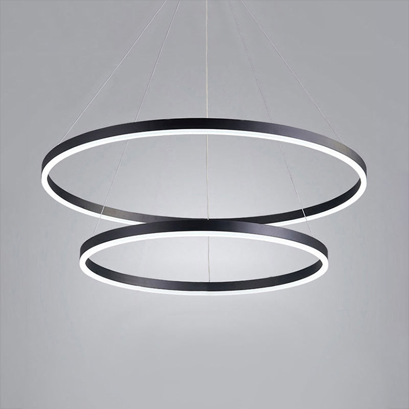 Lustre LED multianneau Madeleine en noir
