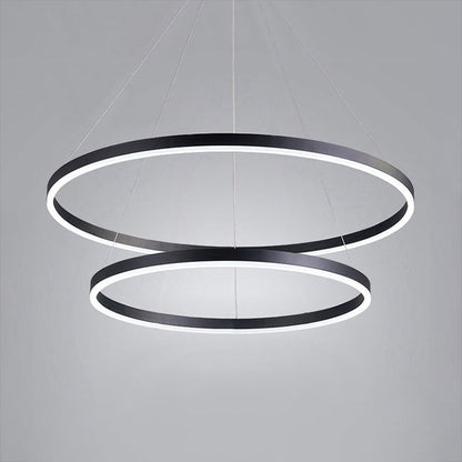 Lustre LED multianneau Madeleine en noir
