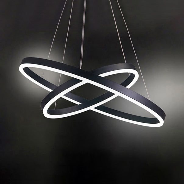 Lustre LED multianneau Madeleine en noir