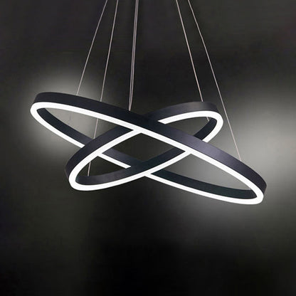 Lustre LED multianneau Madeleine en noir