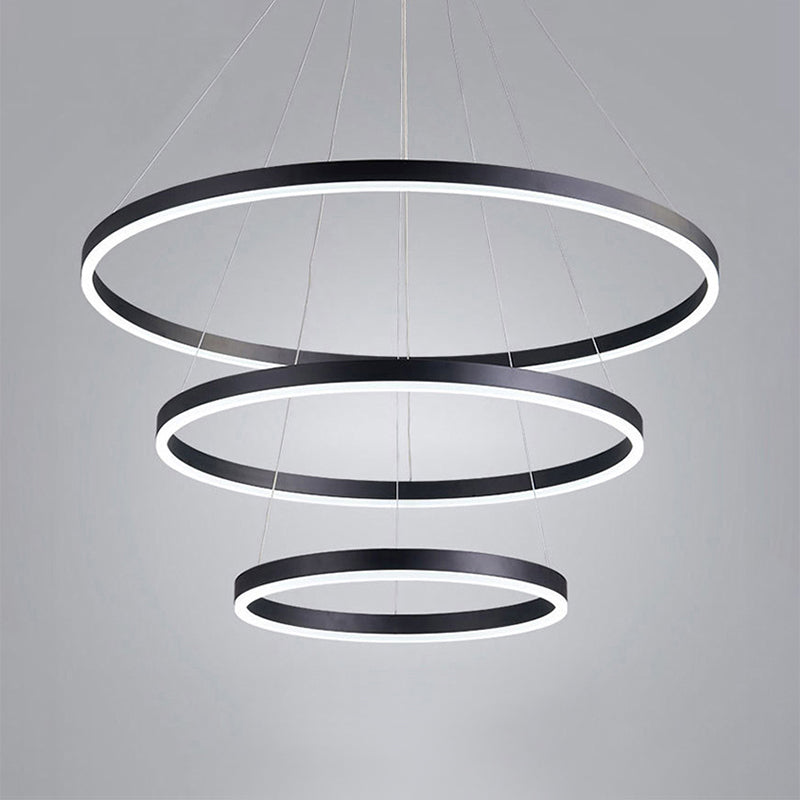 Lustre LED multianneau Madeleine en noir