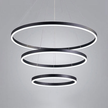 Lustre LED multianneau Madeleine en noir