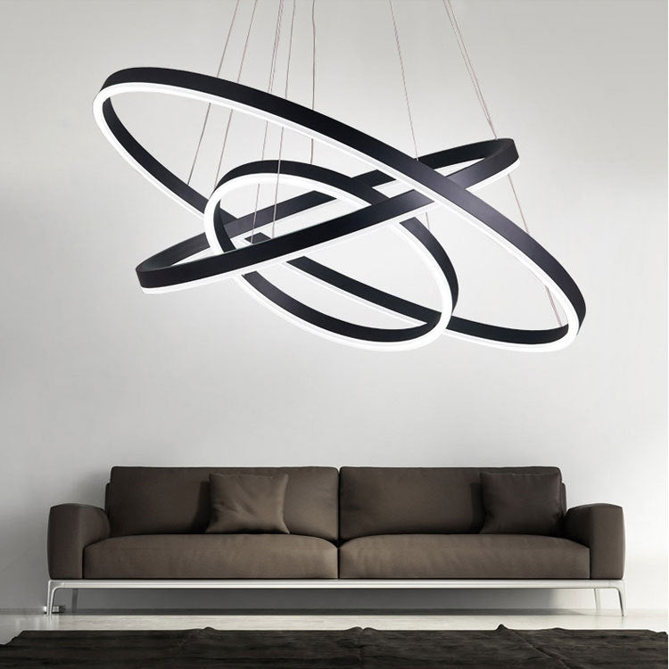 Lustre LED multianneau Madeleine en noir