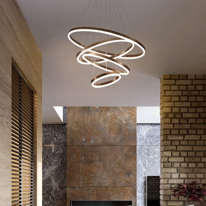 Lustre LED multianneau Madeleine en noir