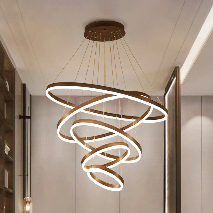 Lustre LED multianneau Madeleine en noir