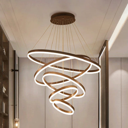 Lustre LED multianneau Madeleine en noir