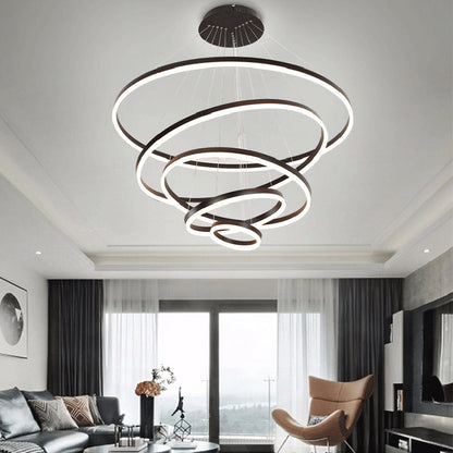 Lustre LED multianneau Madeleine en noir