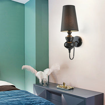 Céleste Tapered Fabric Wall Lamp with White, Black, or Silver Shade