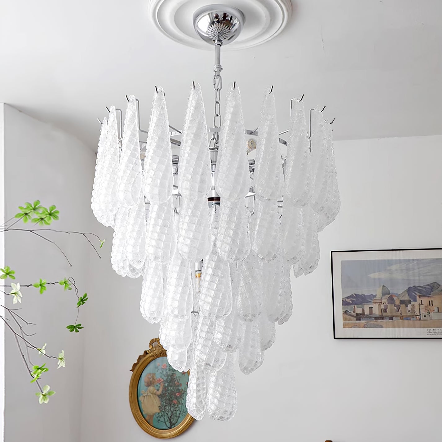 Lustre Thérèse voilé givré chutes de neige