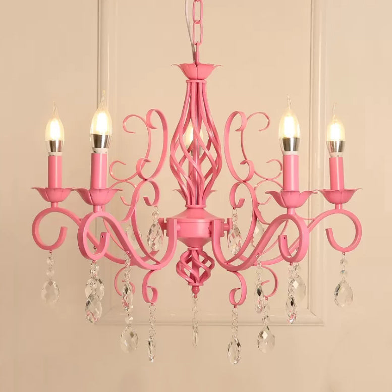 Clémence Bougie Rose et Lustre en Cristal