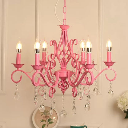 Clémence Bougie Rose et Lustre en Cristal