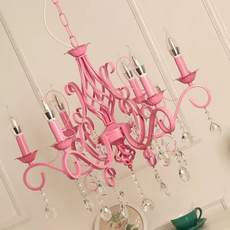Clémence Bougie Rose et Lustre en Cristal