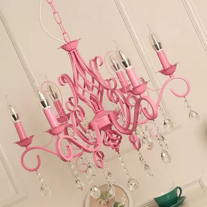 Clémence Bougie Rose et Lustre en Cristal