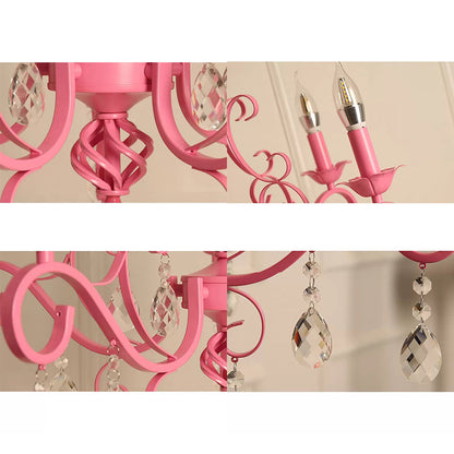 Clémence Bougie Rose et Lustre en Cristal