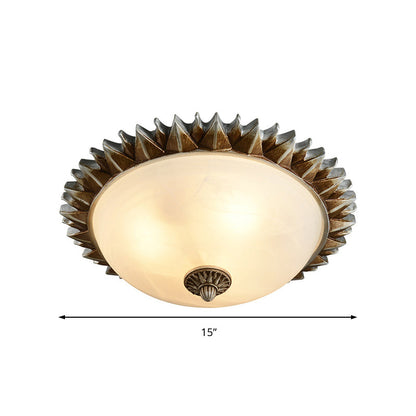 Plafonnier Geneviève Vintage Sunburst en verre opale