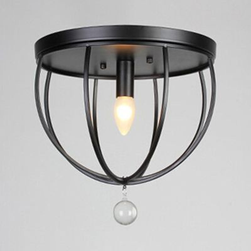 Plafonnier Madeleine en grillage industriel et cristal