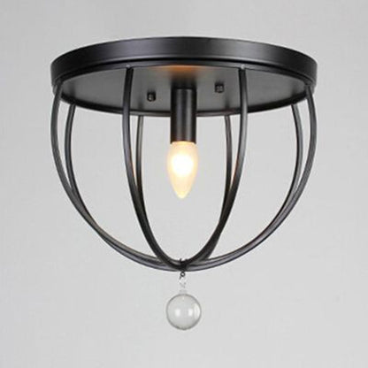 Plafonnier Madeleine en grillage industriel et cristal